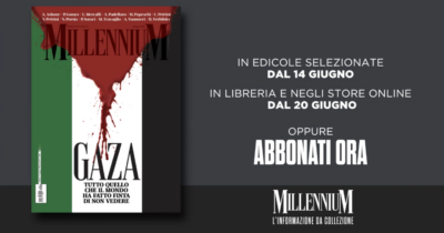 Copertina di Gaza, tutto quello che il mondo ha fatto finta di non vedere. Portanova presenta il nuovo numero di Millennium – Video