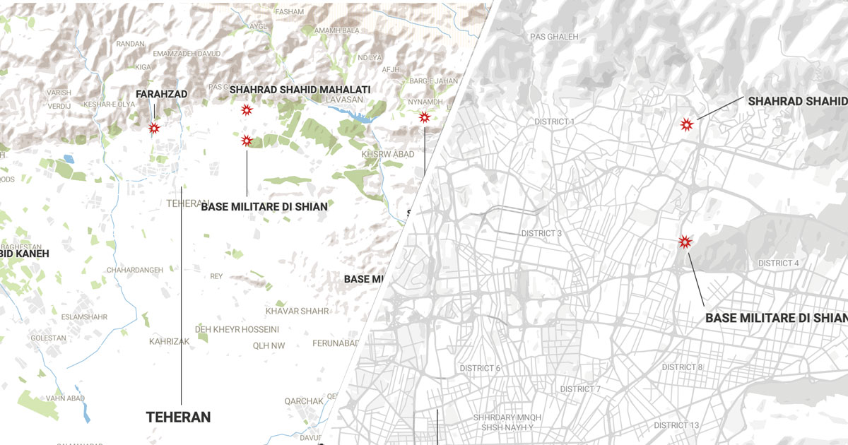 Israele attacca l’Iran – le mappe degli obiettivi colpiti e degli impianti nucleari di Teheran