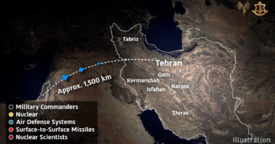 Copertina di L’esercito israeliano diffonde grafiche con gli obiettivi colpiti nell’attacco verso l’Iran – Video