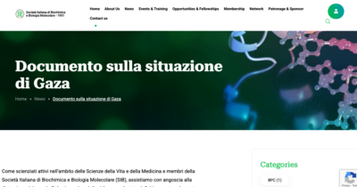 Copertina di Il documento della Società italiana di Biochimica che chiede sanzioni concrete contro Israele