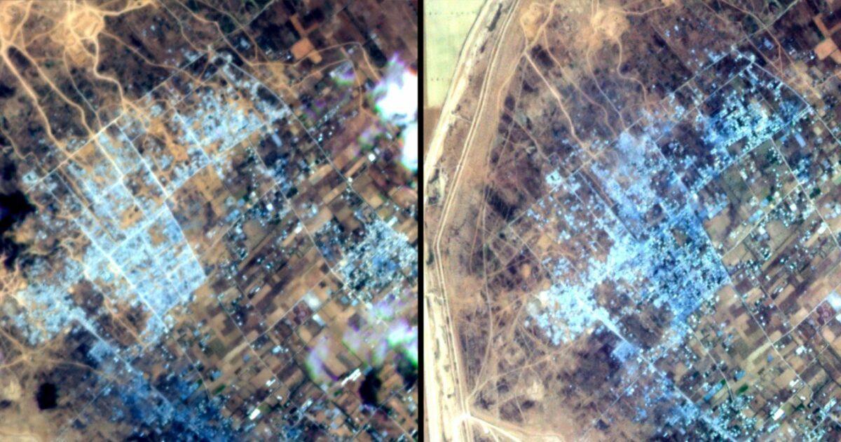 La città di Khuza’a (Striscia di Gaza) è stata completamente rasa al suolo dall’esercito israeliano La città di Khuza’a (Striscia di Gaza) è stata completamente rasa al suolo dall’esercito israeliano