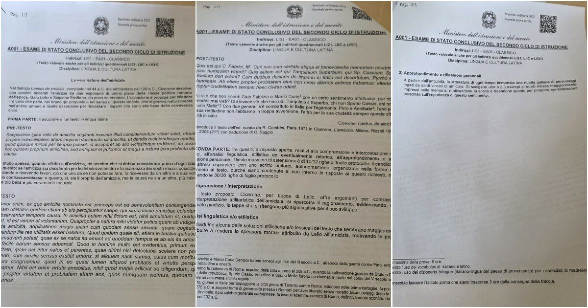 maturit224 2025 al liceo classico un brano tratto da un dialogo di cicerone le foto