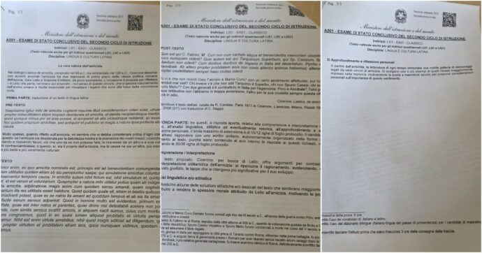 Maturità 2025, al liceo Classico un brano tratto da un dialogo di Cicerone: LE FOTO