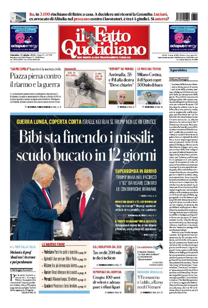 Copertina de Il Fatto Quotidiano di Dom 22 Giugno 2025