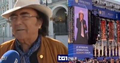 Copertina di “Sembra che qua sia bombe e cannoni da tutte le parti. A te risulta?”, “No, ma non è qui la guerra…”: il botta e risposta tra Al Bano e la giornalista del Tg1 in Russia è virale