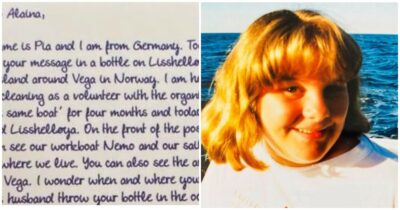 Copertina di Trova un messaggio in una bottiglia affidata al mare 30 anni prima, e cerca sui social l’autrice della lettera: “Non potevo crederci”. La storia di Alaina e Pia