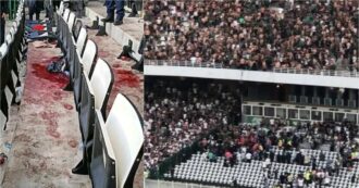 Copertina di Cede un pezzo di tribuna, i tifosi spinti dalla calca precipitano nel vuoto: tragedia in Algeria