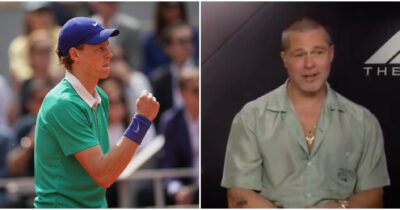 Copertina di “Un saluto speciale al n. 1 del mondo Jannik Sinner, è fantastico”: la dedica a sorpresa di Brad Pitt al Tg1