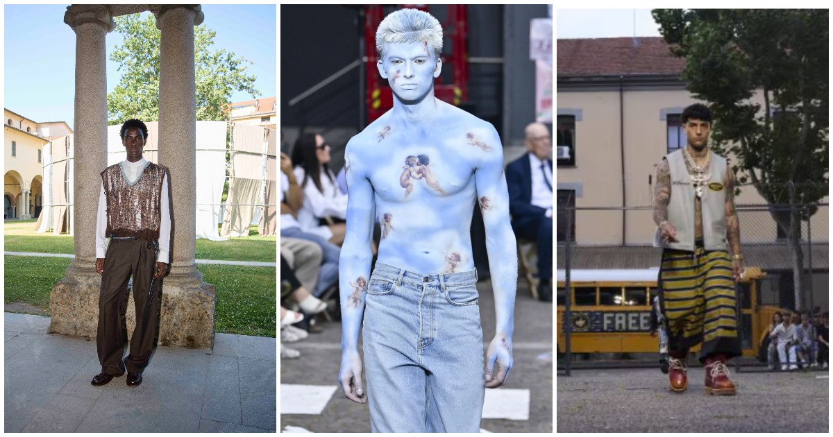 Da Tony Effe e Leao in passerella da Pdf ai corpi dipinti di Fiorucci: i designer emergenti si prendono la scena alla Milano Fashion Week Uomo Da Tony Effe e Leao in passerella da Pdf ai corpi dipinti di Fiorucci: i designer emergenti si prendono la scena alla Milano Fashion Week Uomo