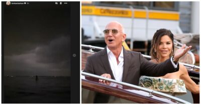 Copertina di Lauren Sanchez alle amiche: “Sto vivendo una favola”. Ma un temporale con fulmini e tuoni si abbatte su Venezia durante le nozze con Bezos