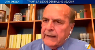 Copertina di Bersani contro il riarmo: “400 miliardi? Ma Meloni ha trovato una miniera di diamanti a Colle Oppio?”. Su La7