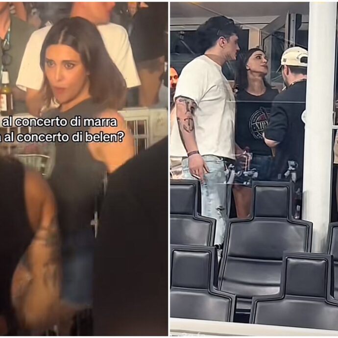 Belen Rodriguez ‘show’ al concerto di Marracash (e il presunto flirt con Olly)