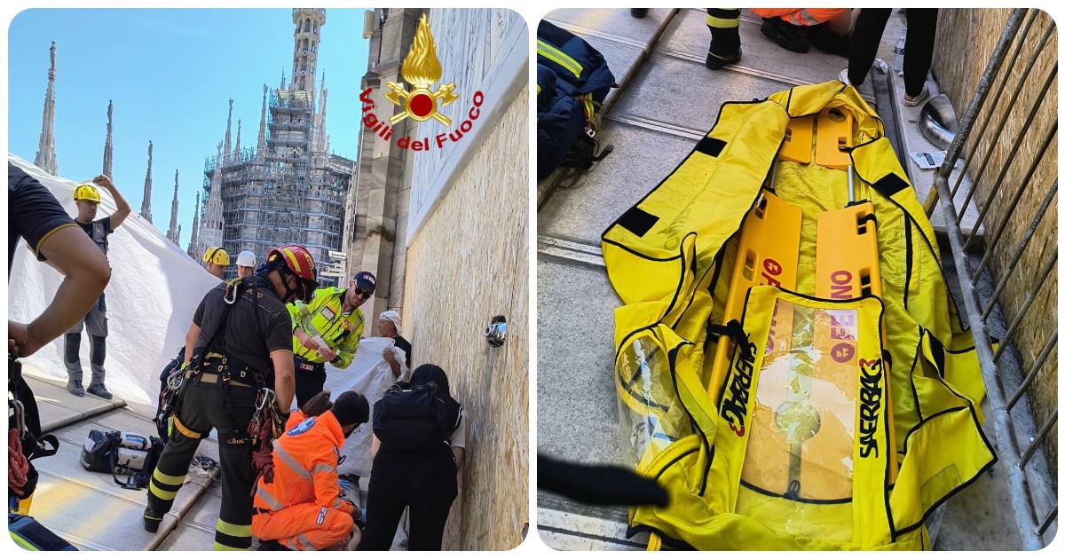 Turista sviene per il caldo sulla Terrazza del Duomo, soccorsa dai vigili del fuoco Turista sviene per il caldo sulla Terrazza del Duomo, soccorsa dai vigili del fuoco