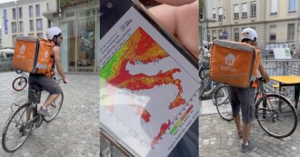 Copertina di Rider, la denuncia della Cgil Torino: “Violata l’ordinanza regionale anti caldo. Niente stop alle consegne anche con bollino rosso”