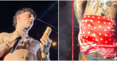 Copertina di Resta in mutande e gli lanciano il pane sul palco: concerto “movimentato” per Tony Effe – I VIDEO