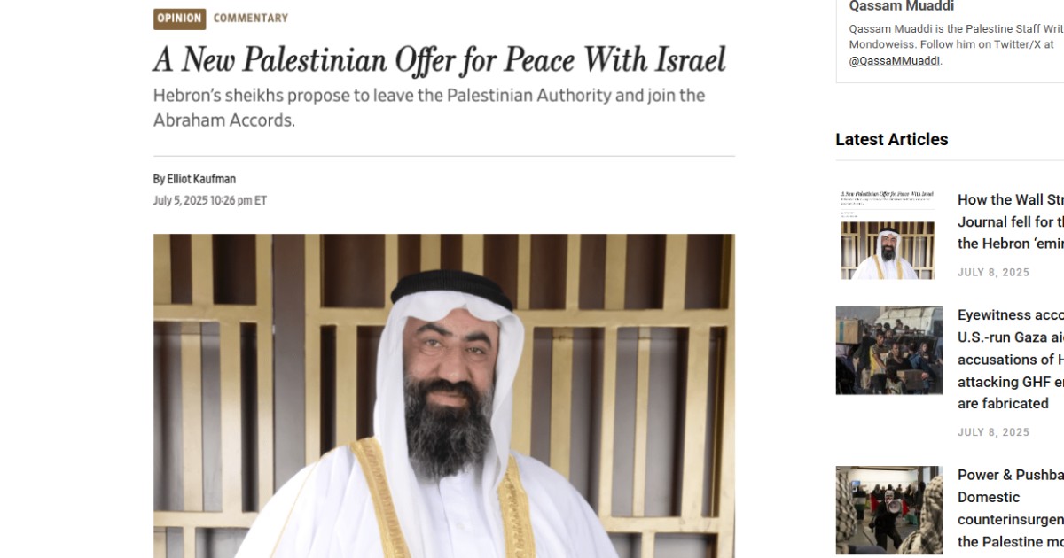 Attenti alle fake news! Tipo quella degli sceicchi di Hebron che vogliono la pace Attenti alle fake news! Tipo quella degli sceicchi di Hebron che vogliono la pace