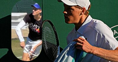 Copertina di Wimbledon, come sta Sinner: si allena con il 17enne Vasamì, ha una fasciatura al braccio destro