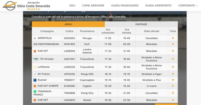 Incendio vicino all’aeroporto di Olbia: voli in arrivo dirottati su Cagliari, Alghero, Pisa e Roma