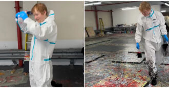 Copertina di “Intrugli senza senso che sfuggono a un’analisi accurata. Omaggia Pollock, ma non ha sentimento né verità”: il The Guardian stronca Ed Sheeran pittore