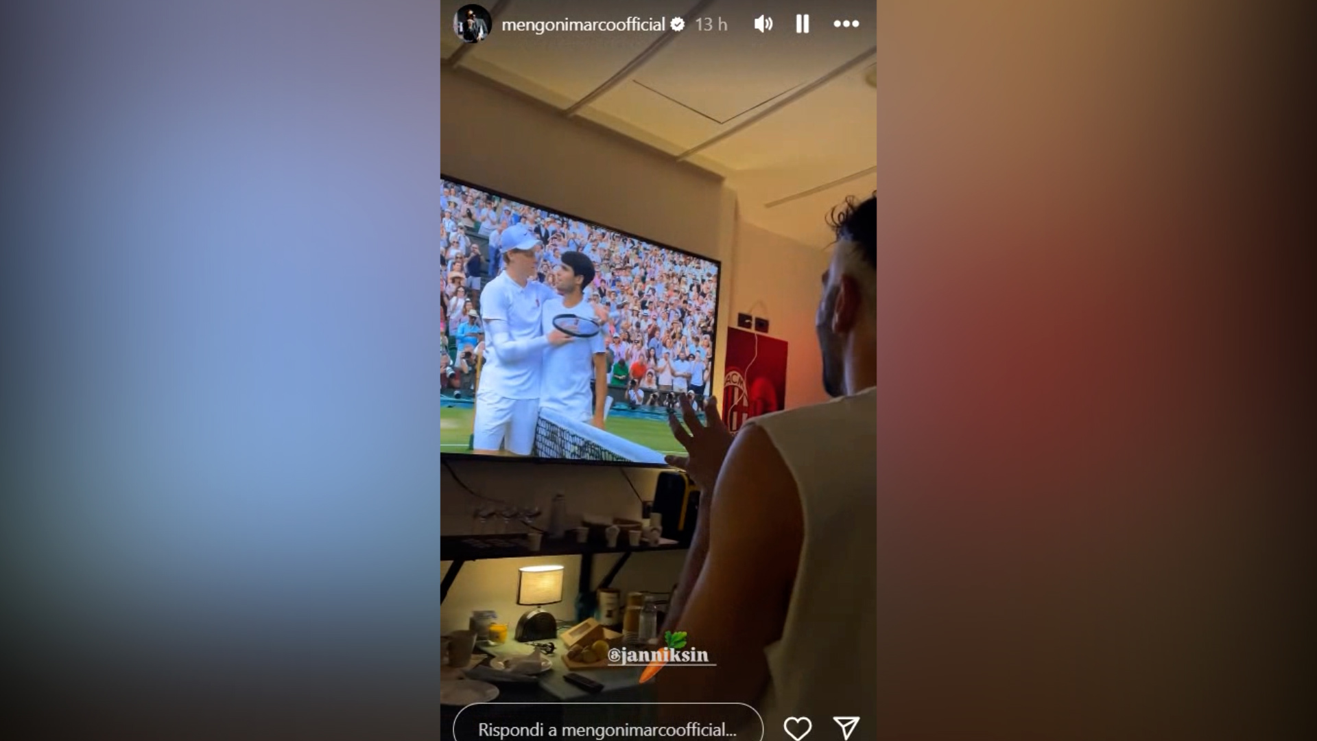 marco mengoni senza parole per la vittoria di sinner a wimbledon non posso piagne prima del concerto 8211 video