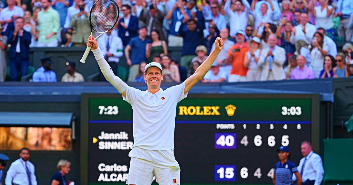 wimbledon sinner storico anche in tv il totale degli spettatori 232 sorprendente 404 di share
