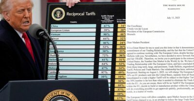 Copertina di Dazi, Trump: “Noi derubati per decenni da amici e nemici”. Ue: “Individuati altri contro-dazi per 72 miliardi”