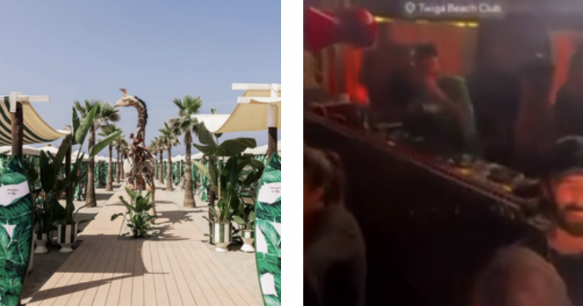 Al nuovo Twiga il proprietario Leonardo Maria Del Vecchio offre 60 bottiglie di Dom Perignon, con lui c’è l’amico Fedez. I prezzi? 400 euro al giorno (1000 per la pagoda imperiale)