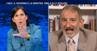 Copertina di Schlein contro Senaldi: “Sánchez allontana gli impresentabili, Meloni li tiene al governo”. Su La7