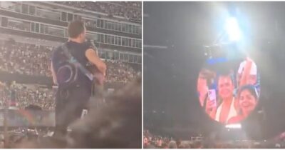 Copertina di “Voi due siete regolari?”: la Kiss Cam inquadra una nuova coppia e Chris Martin dei Coldplay ci scherza