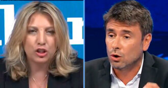 Copertina di Lite Bolloli-Di Battista. “Con lei si torna al M5s di 10 anni fa”. “Lei scrive per il giornale di un senatore della Lega”. Su La7