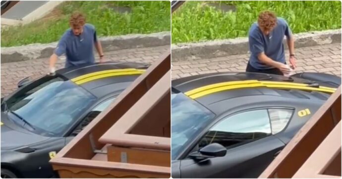 Sinner lava a mano la sua Ferrari 812 Competizione: il video diventato virale sui social