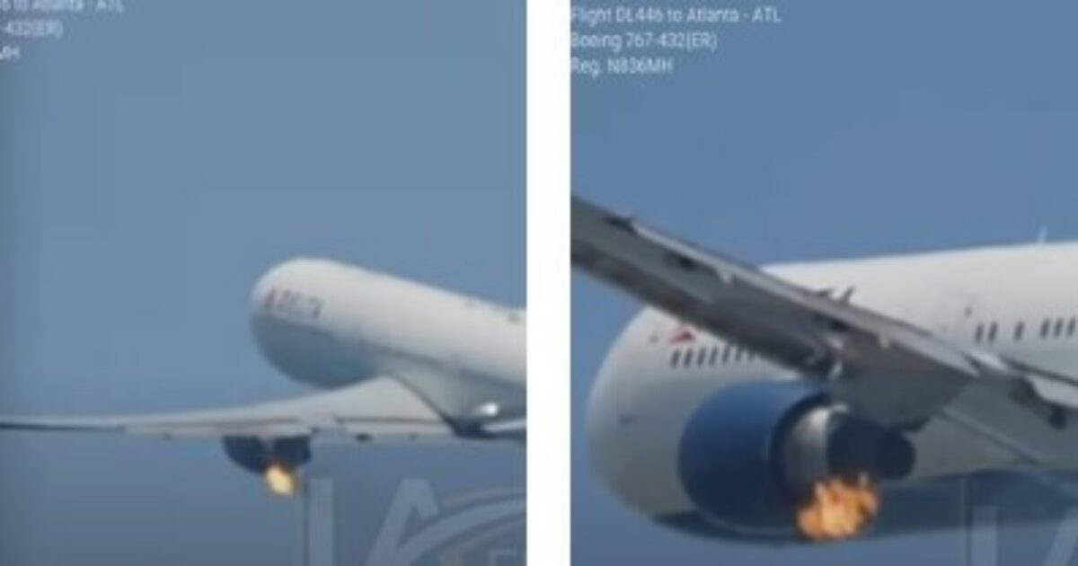 Va a fuoco il motore di un aereo appena decollato e tutto viene ripreso in diretta: le fiamme e il ritorno al punto di partenza