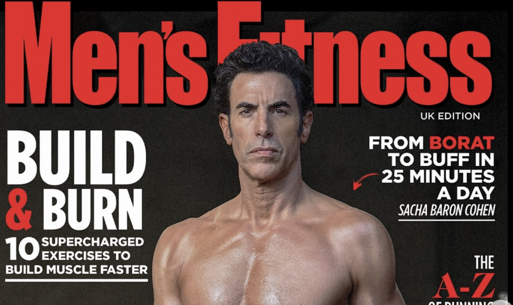 trasformazione choc fisico scultoreo e addominali bene in vista sacha baron cohen irriconoscibile per il ruolo del supercriminale mefistofele della marvel
