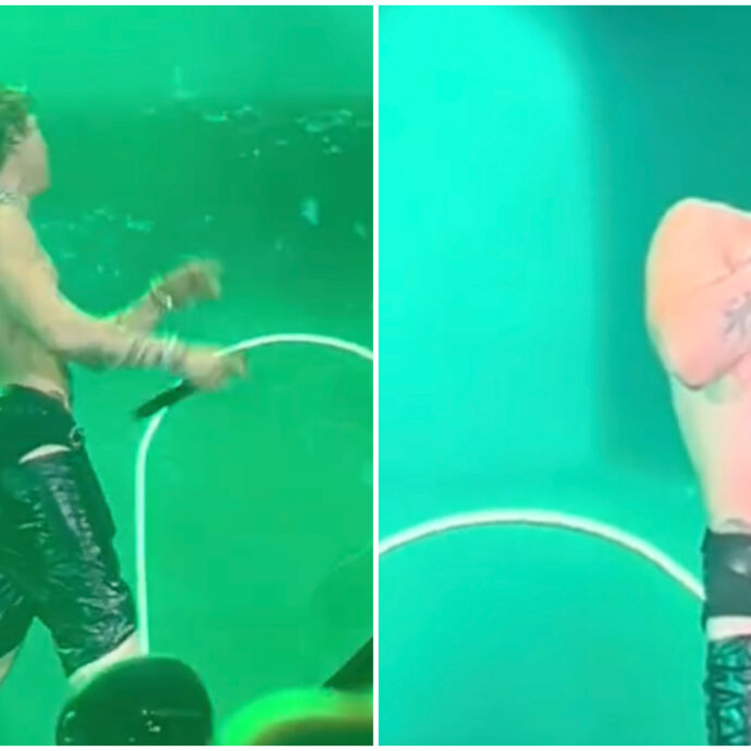 Irama rimane in mutande durante un concerto, ma non si scompone e da professionista continua – VIDEO