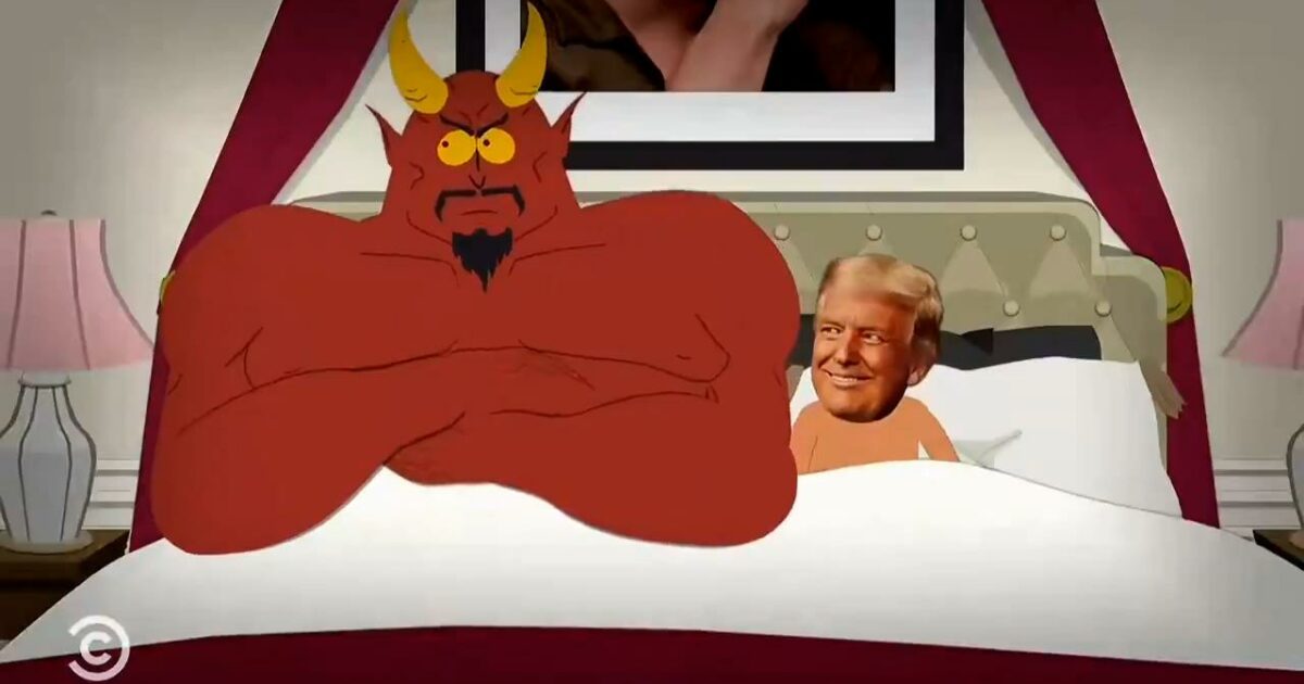 trump nudo a letto con satana la scena choc nella nuova puntata di south park fa infuriare la casa bianca