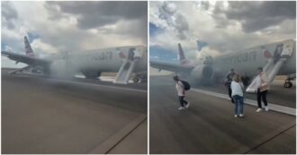 Copertina di Un forte boato durante il decollo, poi fumo e fiamme dal carrello: “Siamo stati fortunati a non essere ancora in volo”. Boeing 737 di American Airlines prende fuoco in pista