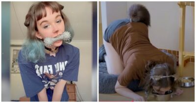 Copertina di “Lei è il mio cane e io la amo così”: la storia di Lola, che vive la sua relazione con il fidanzato comportandosi come un cucciolo