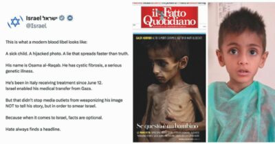 Copertina di Campagna social di Israele contro il “Fatto” per la foto di Osama al-Raqab: “Antisemiti”