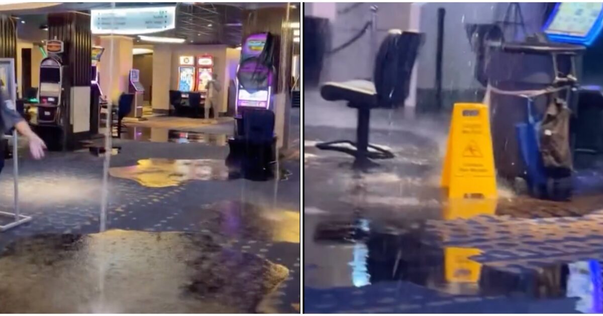 temporale colpisce un casin242 e la pioggia cade sulle slot machine in tilt il video diventato virale sui social