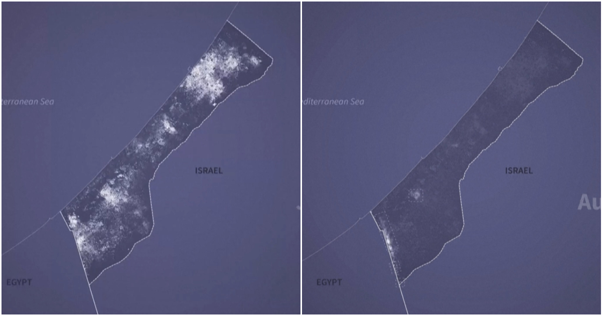 Gaza al buio dopo il 7 ottobre, la mappa animata che mostra la Striscia nell’oscurità da due anni – Video Gaza al buio dopo il 7 ottobre, la mappa animata che mostra la Striscia nell’oscurità da due anni – Video