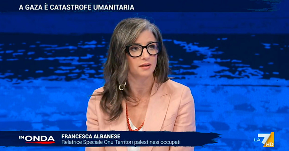 Albanese a La7: “L’unica cosa legale che possono fare ora Israele e Usa per la Palestina è levarsi di mezzo”