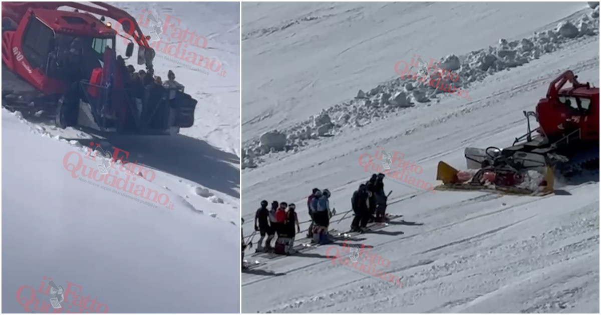 gatto delle nevi trasporta sciatori minorenni sulla cassetta merci allo stelvio il video ma dov8217232 la sicurezza