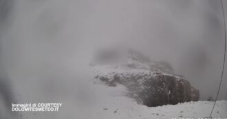 Copertina di Nevica sulla Marmolada: due gradi sotto lo zero e “paesaggio invernale”. Il video