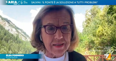 Copertina di Elsa Fornero a La7: “Salvini? Un ‘trumpino’. Sulle pensioni ha fatto solo promesse stolte”