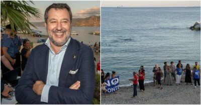 Copertina di Salvini festeggia a Messina il sì al Ponte, ad attenderlo un gruppo di contestatori: “Lo Stretto non si tocca”