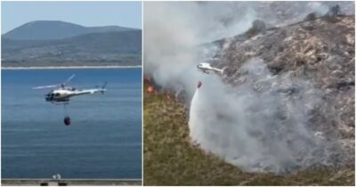 Copertina di Incendio a Porto Ercole, fiamme vicino all’abitato. In azione anche un elicottero