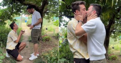 Copertina di “Nel mio posto preferito ha detto sì”: l’influencer Emanuele Ferrari fa la proposta di matrimonio al fidanzato Andrea Iori nell’orto della nonna