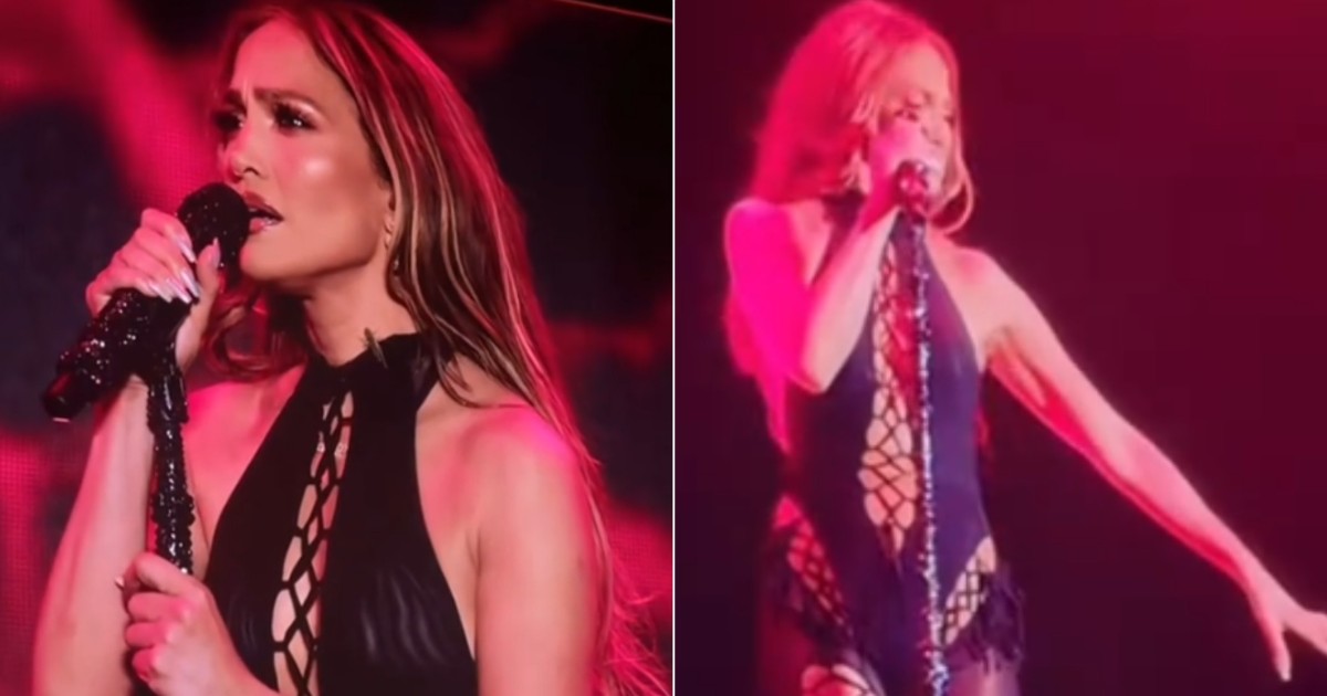 mi stava facendo il solletico un grillo cammina sul collo di jennifer lopez durante il concerto lei lo caccia via con un colpo di teatro che diventa virale 8211 video