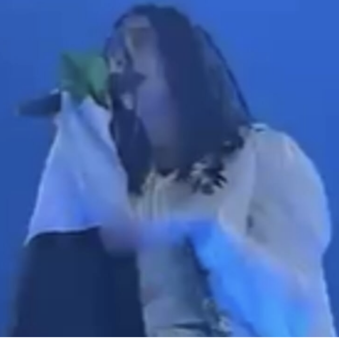 “Dicono che gli artisti non devono fare politica”: Ghali canta avvolto nella bandiera della Palestina al Red Valley Festival
