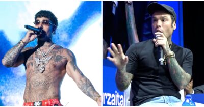 Copertina di “Coniglio, hai fatto i figli solo per postarli”: Tony Effe replica al dissing di Fedez dal palco